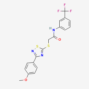 molecular formula C18H14F3N3O2S2 B2752075 2-((3-(4-methoxyphenyl)-1,2,4-thiadiazol-5-yl)thio)-N-(3-(trifluoromethyl)phenyl)acetamide CAS No. 864922-44-1