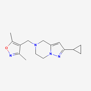 molecular formula C15H20N4O B2752079 4-((2-环丙基-6,7-二氢吡唑并[1,5-a]嘧啶-5(4H)-基)甲基)-3,5-二甲基异噻唑 CAS No. 2034602-70-3