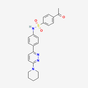 molecular formula C23H24N4O3S B2752089 4-acetyl-N-[4-(6-piperidin-1-ylpyridazin-3-yl)phenyl]benzenesulfonamide CAS No. 946318-64-5