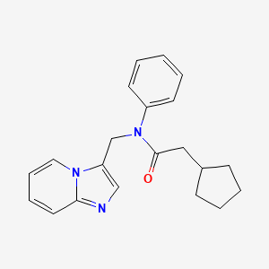 molecular formula C21H23N3O B2752090 2-cyclopentyl-N-(imidazo[1,2-a]pyridin-3-ylmethyl)-N-phenylacetamide CAS No. 1797963-92-8