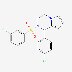 molecular formula C19H16Cl2N2O2S B2752093 1-(4-Chlorophenyl)-2-((3-chlorophenyl)sulfonyl)-1,2,3,4-tetrahydropyrrolo[1,2-a]pyrazine CAS No. 899739-09-4
