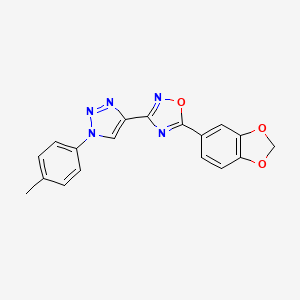 molecular formula C18H13N5O3 B2752103 5-(1,3-benzodioxol-5-yl)-3-[1-(4-methylphenyl)-1H-1,2,3-triazol-4-yl]-1,2,4-oxadiazole CAS No. 1251697-16-1
