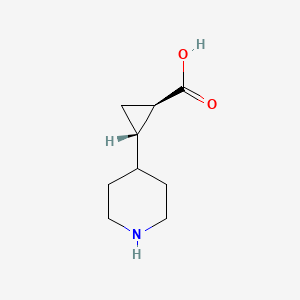 molecular formula C9H15NO2 B2752110 (1R,2S)-2-哌啶-4-基环丙烷-1-甲酸 CAS No. 1903424-57-6