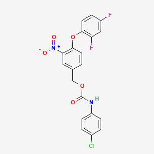 molecular formula C20H13ClF2N2O5 B2752121 [4-(2,4-difluorophenoxy)-3-nitrophenyl]methyl N-(4-chlorophenyl)carbamate CAS No. 338960-96-6