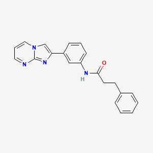 molecular formula C21H18N4O B2752124 N-(3-(imidazo[1,2-a]pyrimidin-2-yl)phenyl)-3-phenylpropanamide CAS No. 847387-62-6