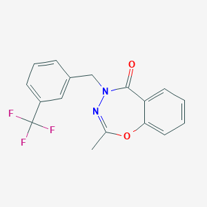 molecular formula C17H13F3N2O2 B2752136 2-methyl-4-[3-(trifluoromethyl)benzyl]-1,3,4-benzoxadiazepin-5(4H)-one CAS No. 861210-46-0