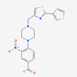 3-Nitro-4-[4-[(2-thiophen-3-yl-1,3-thiazol-4-yl)methyl]piperazin-1-yl]benzaldehyde