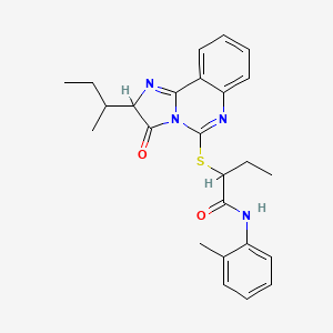 molecular formula C25H28N4O2S B2752153 2-((2-(sec-butyl)-3-oxo-2,3-dihydroimidazo[1,2-c]quinazolin-5-yl)thio)-N-(o-tolyl)butanamide CAS No. 1052659-30-9