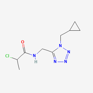 molecular formula C9H14ClN5O B2752154 2-Chloro-N-[[1-(cyclopropylmethyl)tetrazol-5-yl]methyl]propanamide CAS No. 2411284-21-2