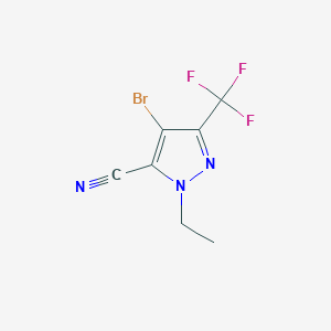 molecular formula C7H5BrF3N3 B2752157 4-溴-2-乙基-5-(三氟甲基)吡唑-3-碳腈 CAS No. 2551117-63-4