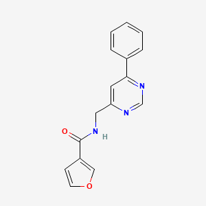 molecular formula C16H13N3O2 B2752159 N-((6-phenylpyrimidin-4-yl)methyl)furan-3-carboxamide CAS No. 2319787-72-7