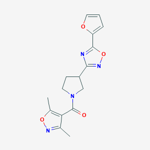 molecular formula C16H16N4O4 B2752175 (3,5-二甲基异噁唑-4-基)(3-(5-(呋喃-2-基)-1,2,4-噁二唑-3-基)吡咯烷-1-基)甲酮 CAS No. 2034414-86-1