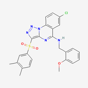 molecular formula C25H22ClN5O3S B2752179 7-chloro-3-((3,4-dimethylphenyl)sulfonyl)-N-(2-methoxybenzyl)-[1,2,3]triazolo[1,5-a]quinazolin-5-amine CAS No. 893787-98-9