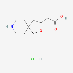 molecular formula C10H18ClNO3 B2752181 2-(2-Oxa-8-azaspiro[4.5]decan-3-yl)acetic acid;hydrochloride CAS No. 2460749-44-2