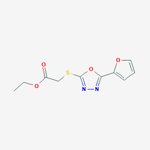 molecular formula C10H10N2O4S B2752182 乙酸2-{[5-(呋喃-2-基)-1,3,4-噁二唑-2-基]硫代}酯 CAS No. 33621-21-5