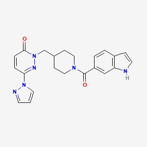 molecular formula C22H22N6O2 B2752186 2-{[1-(1H-indole-6-carbonyl)piperidin-4-yl]methyl}-6-(1H-pyrazol-1-yl)-2,3-dihydropyridazin-3-one CAS No. 2097869-51-5