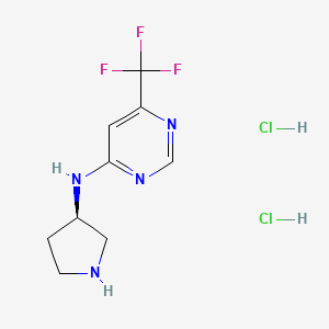 molecular formula C9H13Cl2F3N4 B2752193 N-[(3R)-Pyrrolidin-3-yl]-6-(trifluoromethyl)pyrimidin-4-amine dihydrochloride CAS No. 1448850-53-0