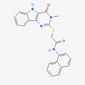 molecular formula C23H18N4O2S B2752198 2-((3-methyl-4-oxo-4,5-dihydro-3H-pyrimido[5,4-b]indol-2-yl)thio)-N-(naphthalen-1-yl)acetamide CAS No. 537668-13-6