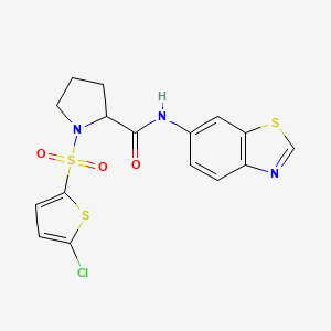 molecular formula C16H14ClN3O3S3 B2752213 N-(benzo[d]thiazol-6-yl)-1-((5-chlorothiophen-2-yl)sulfonyl)pyrrolidine-2-carboxamide CAS No. 1103236-73-2
