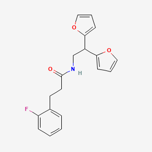 N-(2,2-di(furan-2-yl)ethyl)-3-(2-fluorophenyl)propanamide