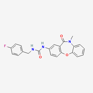 molecular formula C22H18FN3O3 B2752220 1-(4-Fluorobenzyl)-3-(10-methyl-11-oxo-10,11-dihydrodibenzo[b,f][1,4]oxazepin-2-yl)urea CAS No. 1203121-73-6