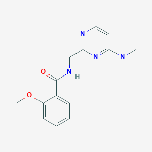 molecular formula C15H18N4O2 B2752221 N-((4-(dimethylamino)pyrimidin-2-yl)methyl)-2-methoxybenzamide CAS No. 1797812-09-9