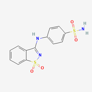 molecular formula C13H11N3O4S2 B2752229 4-[(1,1-Dioxido-1,2-benzothiazol-3-yl)amino]benzenesulfonamide CAS No. 500119-48-2