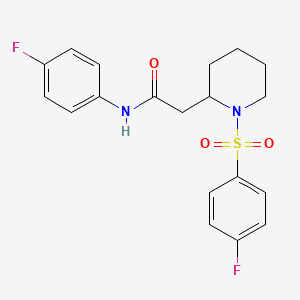 molecular formula C19H20F2N2O3S B2752230 N-(4-fluorophenyl)-2-(1-((4-fluorophenyl)sulfonyl)piperidin-2-yl)acetamide CAS No. 1021090-36-7