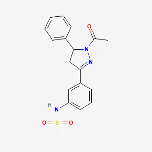 molecular formula C18H19N3O3S B2752231 N-[3-(1-acetyl-5-phenyl-4,5-dihydro-1H-pyrazol-3-yl)phenyl]methanesulfonamide CAS No. 851780-65-9