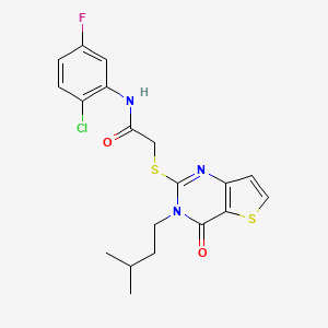 molecular formula C19H19ClFN3O2S2 B2752240 N-(2-chloro-5-fluorophenyl)-2-{[3-(3-methylbutyl)-4-oxo-3,4-dihydrothieno[3,2-d]pyrimidin-2-yl]sulfanyl}acetamide CAS No. 1252861-03-2