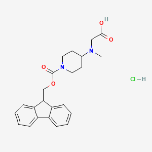molecular formula C23H27ClN2O4 B2752248 2-[[1-(9H-Fluoren-9-ylmethoxycarbonyl)piperidin-4-yl]-methylamino]acetic acid;hydrochloride CAS No. 2248279-29-8