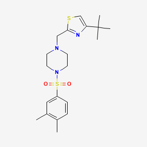 molecular formula C20H29N3O2S2 B2752258 4-(Tert-butyl)-2-((4-((3,4-dimethylphenyl)sulfonyl)piperazin-1-yl)methyl)thiazole CAS No. 1170108-29-8