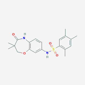 molecular formula C20H24N2O4S B2752261 N-(3,3-二甲基-4-氧代-2,3,4,5-四氢苯并[b][1,4]噁唑啉-8-基)-2,4,5-三甲基苯基磺酰胺 CAS No. 922021-69-0