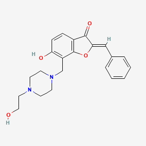 molecular formula C22H24N2O4 B2752263 (Z)-2-benzylidene-6-hydroxy-7-((4-(2-hydroxyethyl)piperazin-1-yl)methyl)benzofuran-3(2H)-one CAS No. 869078-55-7