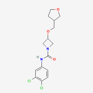 molecular formula C15H18Cl2N2O3 B2752264 N-(3,4-Dichlorophenyl)-3-(oxolan-3-ylmethoxy)azetidine-1-carboxamide CAS No. 2320577-16-8