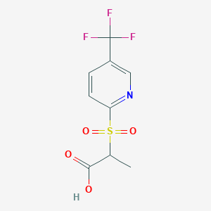 molecular formula C9H8F3NO4S B2752268 2-{[5-(Trifluoromethyl)-2-pyridinyl]sulfonyl}propanoic acid CAS No. 338962-54-2