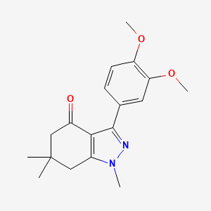 molecular formula C18H22N2O3 B2752270 3-(3,4-Dimethoxyphenyl)-1,6,6-trimethyl-5,7-dihydroindazol-4-one CAS No. 41555-67-3