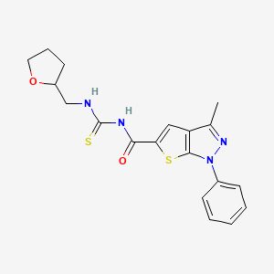 molecular formula C19H20N4O2S2 B2752281 3-methyl-N-(oxolan-2-ylmethylcarbamothioyl)-1-phenylthieno[2,3-c]pyrazole-5-carboxamide CAS No. 690697-50-8