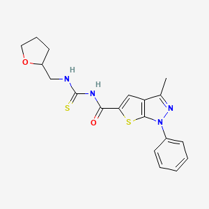 molecular formula C19H20N4O2S2 B2752281 3-甲基-N-(氧杂戊二烷-2-基甲基碳硫氧基)-1-苯基噻吩并[2,3-c]吡唑-5-甲酰胺 CAS No. 690697-50-8