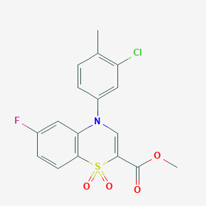 molecular formula C17H13ClFNO4S B2752282 methyl 4-(3-chloro-4-methylphenyl)-6-fluoro-4H-1,4-benzothiazine-2-carboxylate 1,1-dioxide CAS No. 1291849-54-1