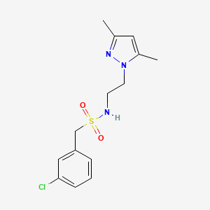 molecular formula C14H18ClN3O2S B2752292 1-(3-氯苯基)-N-(2-(3,5-二甲基-1H-吡唑-1-基)乙基)甲磺酰胺 CAS No. 1235268-86-6