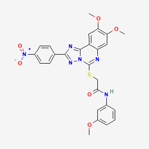 2-((8,9-dimethoxy-2-(4-nitrophenyl)-[1,2,4]triazolo[1,5-c]quinazolin-5-yl)thio)-N-(3-methoxyphenyl)acetamide