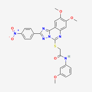 molecular formula C26H22N6O6S B2752297 2-((8,9-dimethoxy-2-(4-nitrophenyl)-[1,2,4]triazolo[1,5-c]quinazolin-5-yl)thio)-N-(3-methoxyphenyl)acetamide CAS No. 902594-18-7