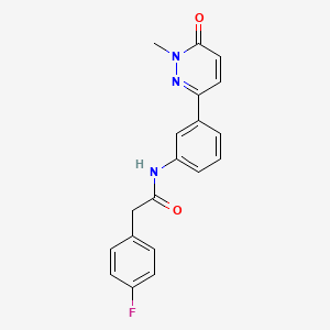 molecular formula C19H16FN3O2 B2752312 2-(4-氟苯基)-N-(3-(1-甲基-6-氧代-1,6-二氢嘧啶-3-基)苯基)乙酰胺 CAS No. 941888-58-0