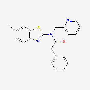 molecular formula C22H19N3OS B2752317 N-(6-methylbenzo[d]thiazol-2-yl)-2-phenyl-N-(pyridin-2-ylmethyl)acetamide CAS No. 941926-27-8