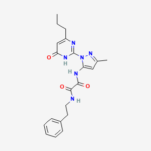 molecular formula C21H24N6O3 B2752324 N1-(3-methyl-1-(6-oxo-4-propyl-1,6-dihydropyrimidin-2-yl)-1H-pyrazol-5-yl)-N2-phenethyloxalamide CAS No. 1014006-80-4