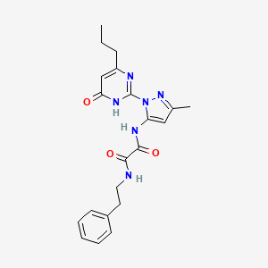 molecular formula C21H24N6O3 B2752324 N1-(3-甲基-1-(6-氧代-4-丙基-1,6-二氢嘧啶-2-基)-1H-吡唑-5-基)-N2-苯乙基草酰胺 CAS No. 1014006-80-4