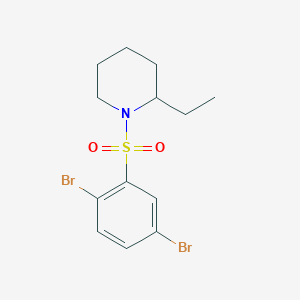 molecular formula C13H17Br2NO2S B2752325 1-(2,5-Dibromobenzenesulfonyl)-2-ethylpiperidine CAS No. 447410-64-2