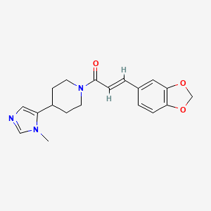 molecular formula C19H21N3O3 B2752328 (E)-3-(1,3-苯并二氧杂环-5-基)-1-[4-(3-甲基咪唑-4-基)哌啶-1-基]丙-2-烯-1-酮 CAS No. 2321335-54-8