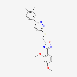 molecular formula C23H22N4O3S B2752332 3-(2,4-Dimethoxyphenyl)-5-(((6-(3,4-dimethylphenyl)pyridazin-3-yl)thio)methyl)-1,2,4-oxadiazole CAS No. 1115285-79-4
